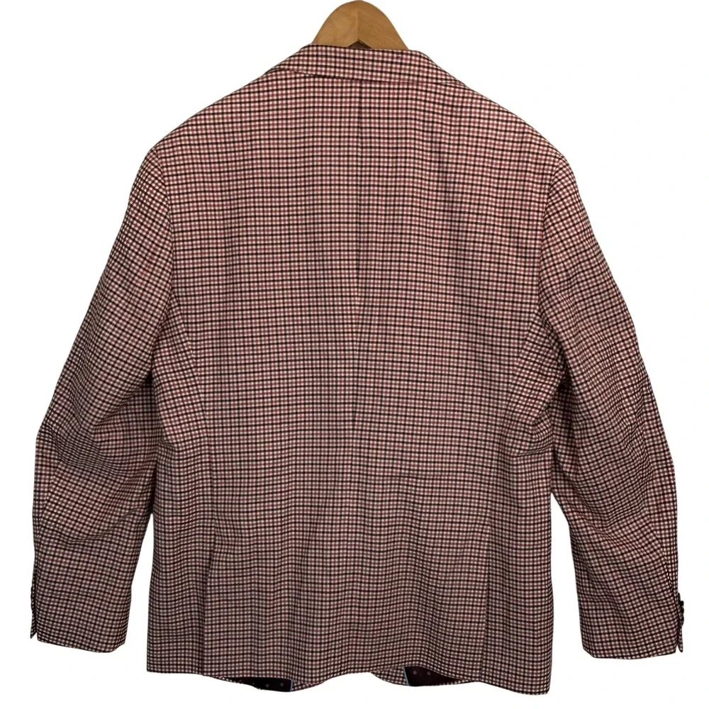 TailorByrd 1930 Red Black Houndstooth Checked Sport Coat Blazer Sz 44R Stretch